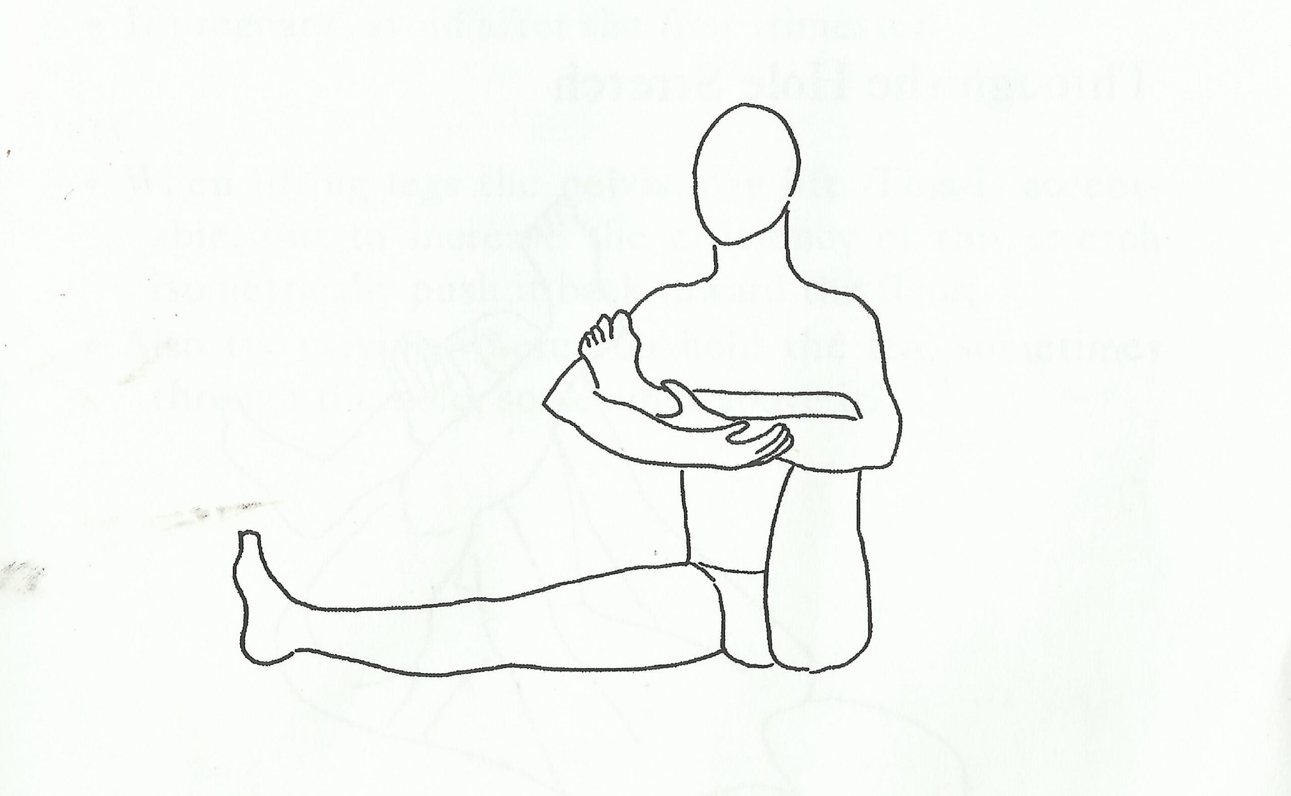 Cradle stretch with one shin held horizontally against the chest, cradled in both arms