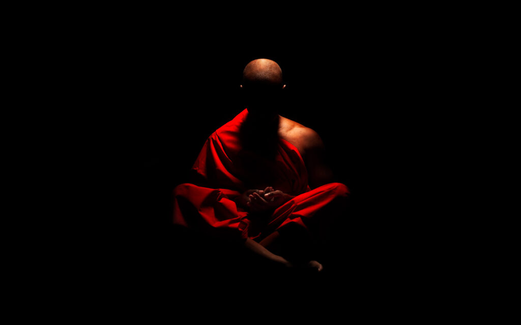 A meditator absorbed in deep concentration