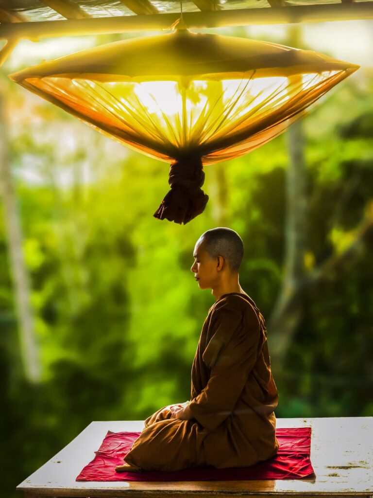 A Buddhist temple, representing the two great branches of the tradition
